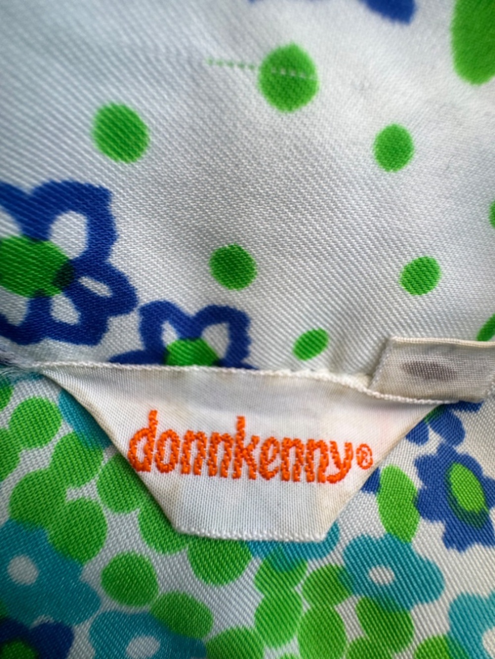 Vintage Donn kenny Green Blue Retro Vibrant Blouse Size 9/10 - Picture 7 of 9